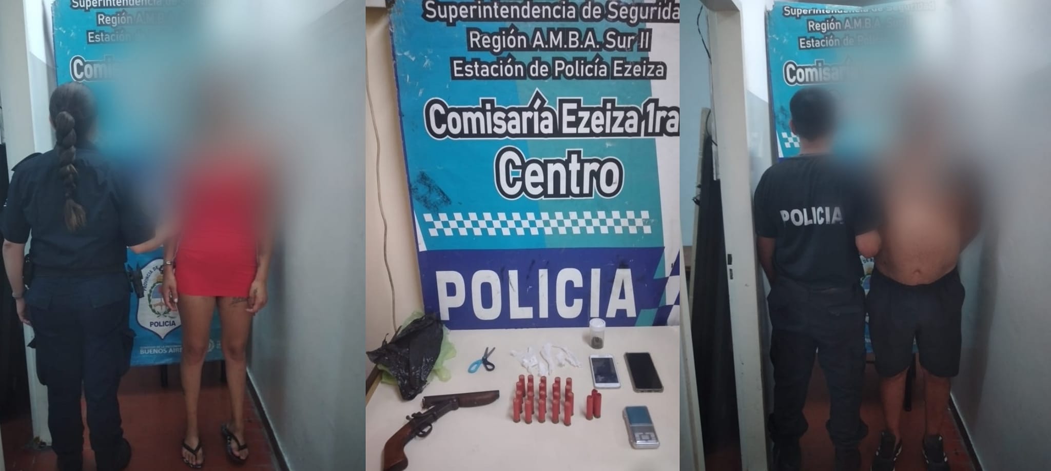 Operativo policial en la arteria Mitre y Corrientes aprehnsión y decomiso de armas y estupefacientes en Ezeiza