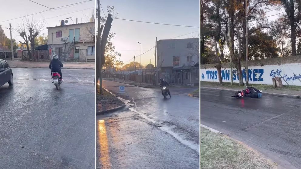 Caídas en motos: un video viral genera polémica en Tristán Suárez