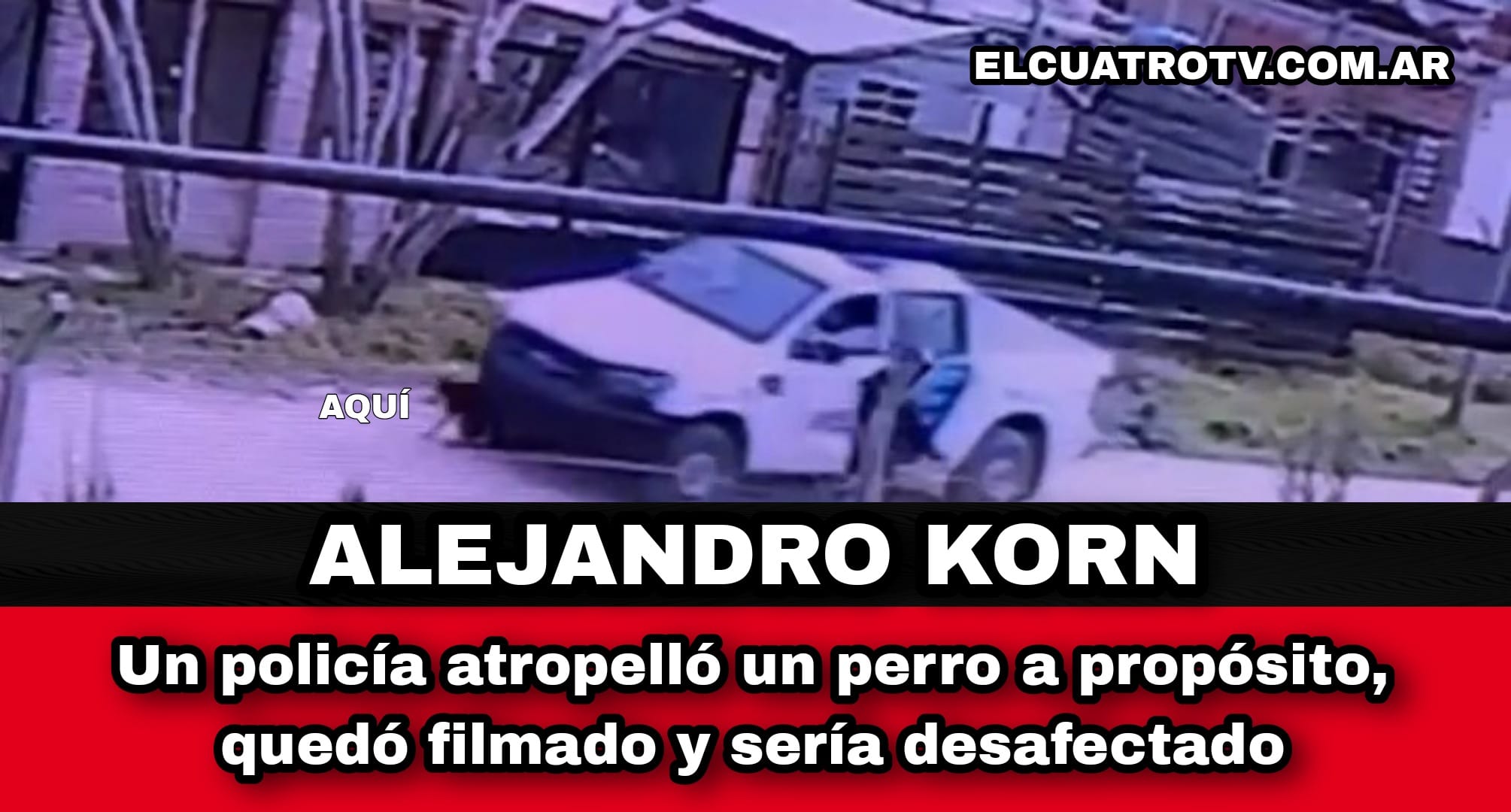 Alejandro Korn: un policía atropelló un perro a propósito, quedó filmado y sería desafectado