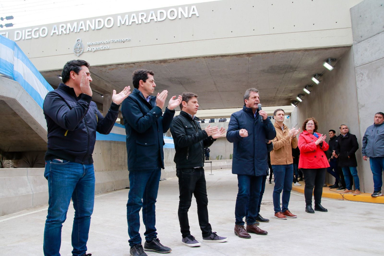 Sergio Massa estuvo presente en la inauguración de un nuevo paso bajo nivel en San Vicente