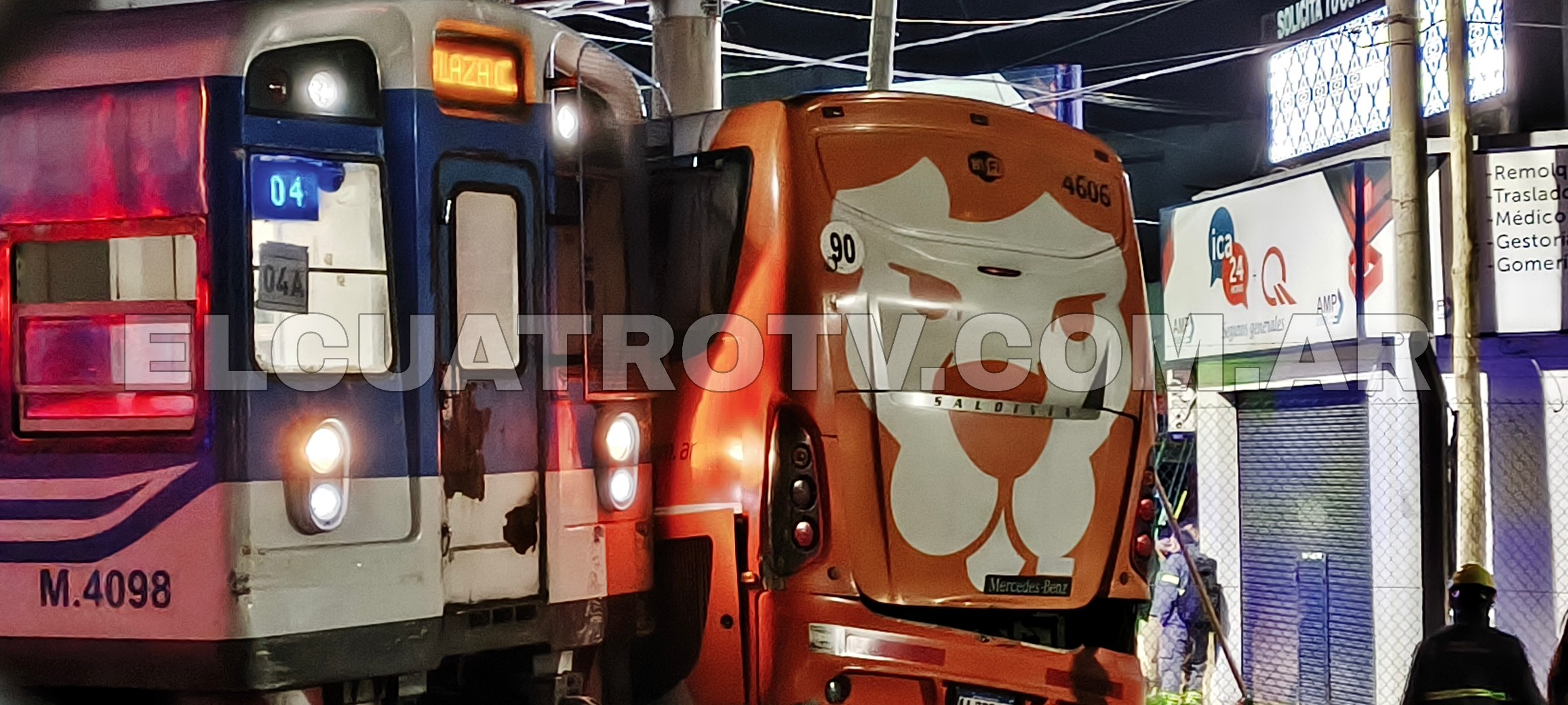 Una formación del tren Roca chocó contra un micro en Ezeiza y 12 personas resultaron heridas