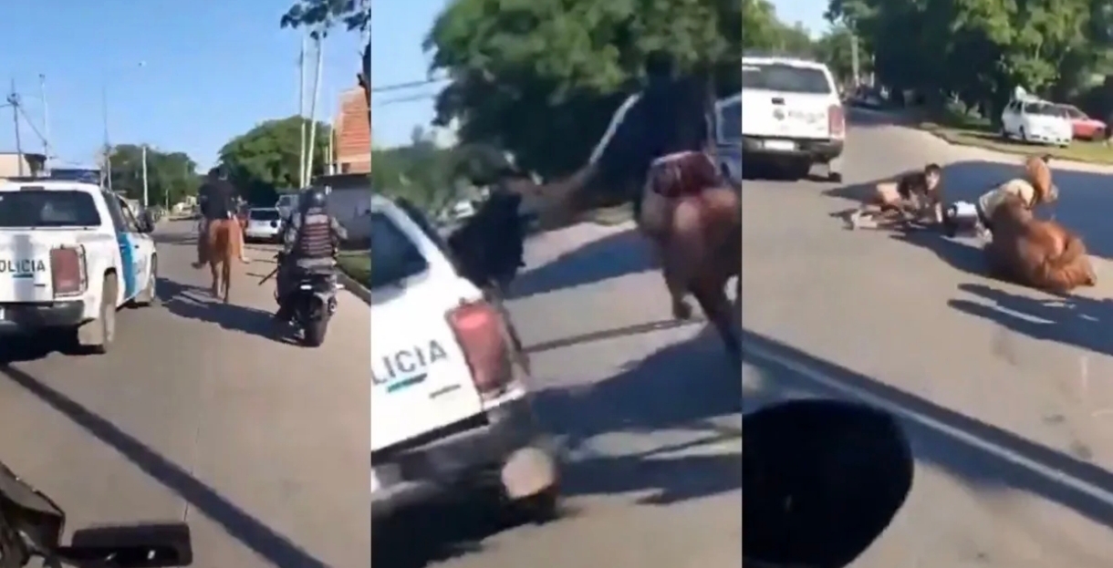 ¡Video! Así dos delincuentes fueron detenidos tras intentar huir a caballo