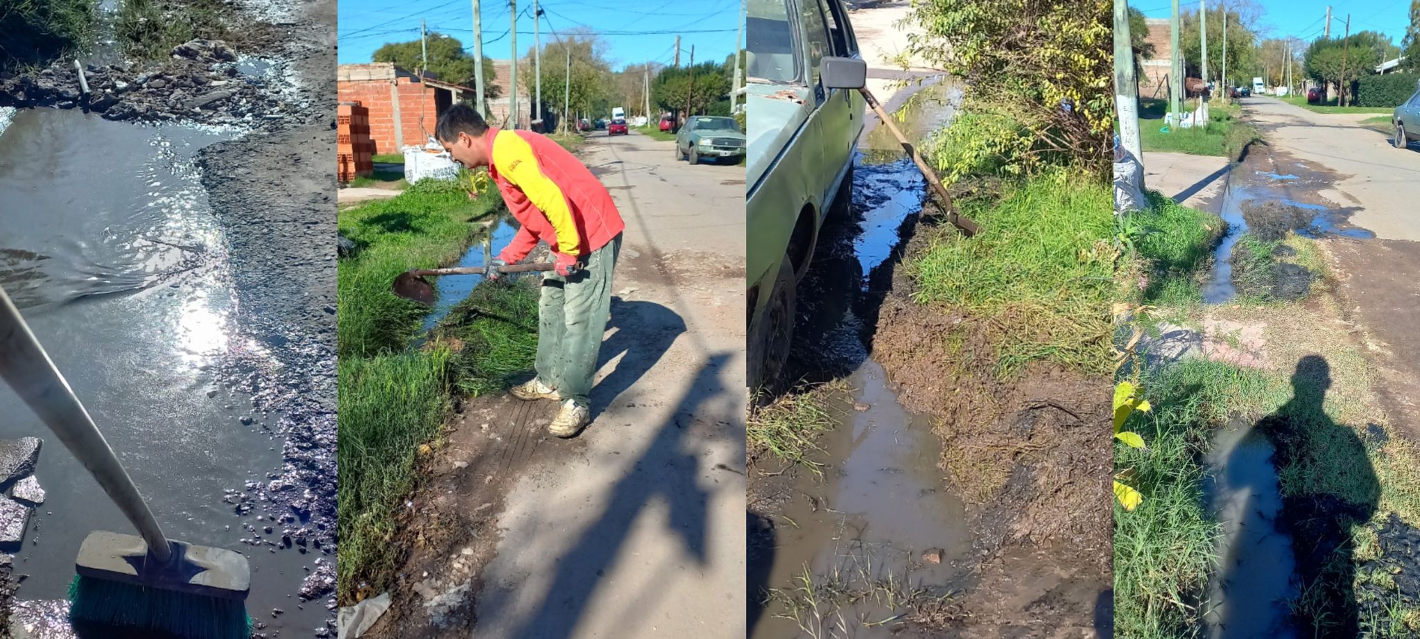 Vecinos de la calle Del León al 600 cansado de reclamar por el estado de las calles y realizan la limpieza ellos mismo y la falta de iluminación esperan una respuesta del municipio de Ezeiza