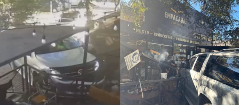 Brutal choque en Ezeiza: una camioneta se incrustó en un restaurante