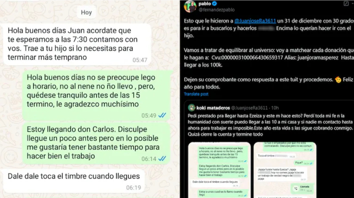 Viralizaron en X el CBU del albañil engañado y los usuarios lo sorprendieron con su solidaridad